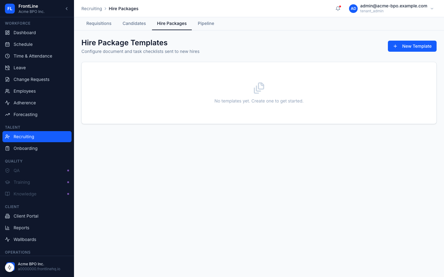 Hire package templates