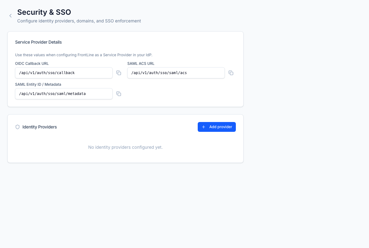Security &amp; SSO settings